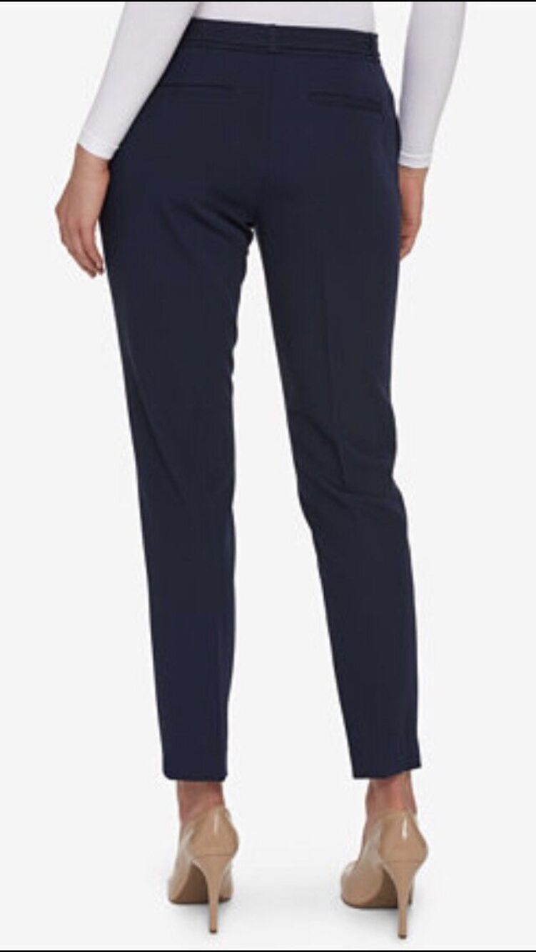 Tommy Hilfiger Women's Pants Blue Belted Stretch Cuffed Ankle Size 10 NWT
